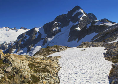 Mountain peak and blue sky