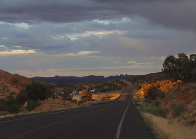 Southwest roadways under late skies