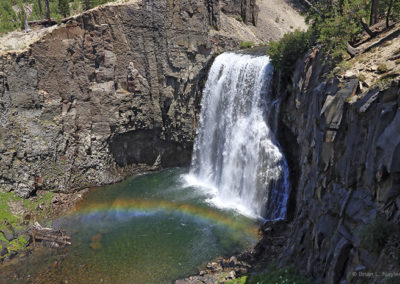 Rainbow waterfalls in afternoon light